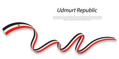 Waving ribbon or stripe with flag of Udmurt Republic is a region of