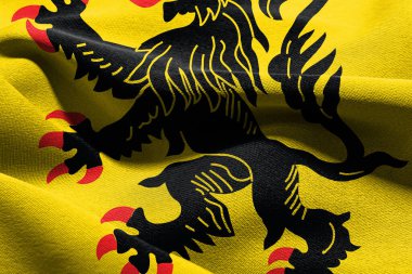 3D illustration flag of Nord-Pas-de-Calais is a region of France. Waving on the wind flag textile background