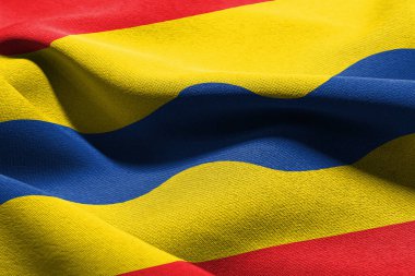 Overijssel, Hollanda 'da bir şehirdir. Rüzgâr bayraklarında sallanan tekstil arka planı