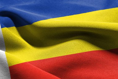 Rostov Oblastı, Rusya 'da Rostov Oblastı' nın 3D illüstrasyon bayrağı. Rüzgâr bayraklarında sallanan tekstil arka planı