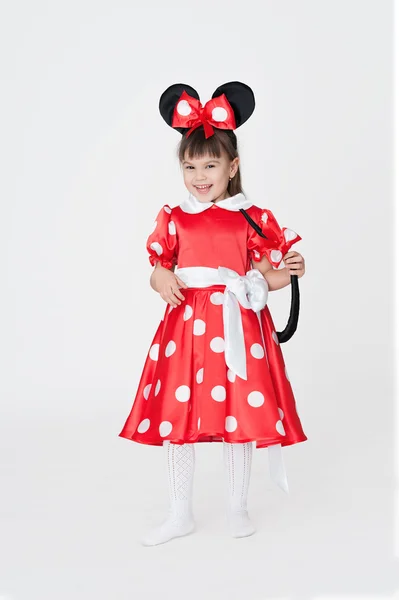 Girl in mouse red fancy dress — Stock Photo, Image