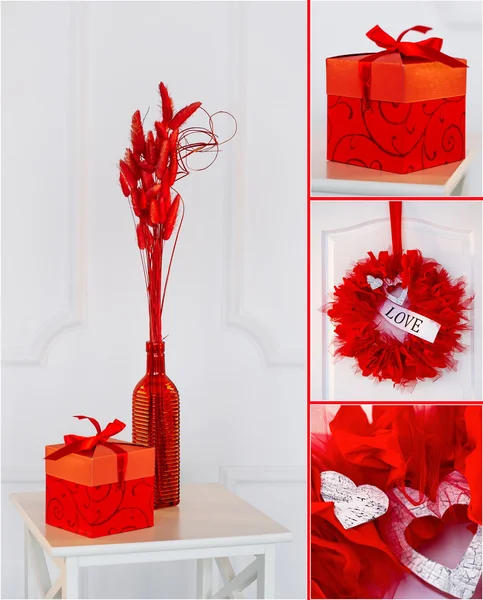 Valentins Collage in Rot — Stockfoto