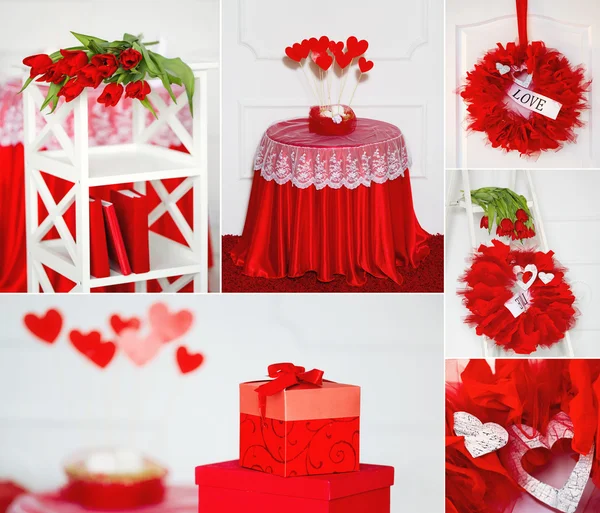 Red Valentine 's Collage — стоковое фото