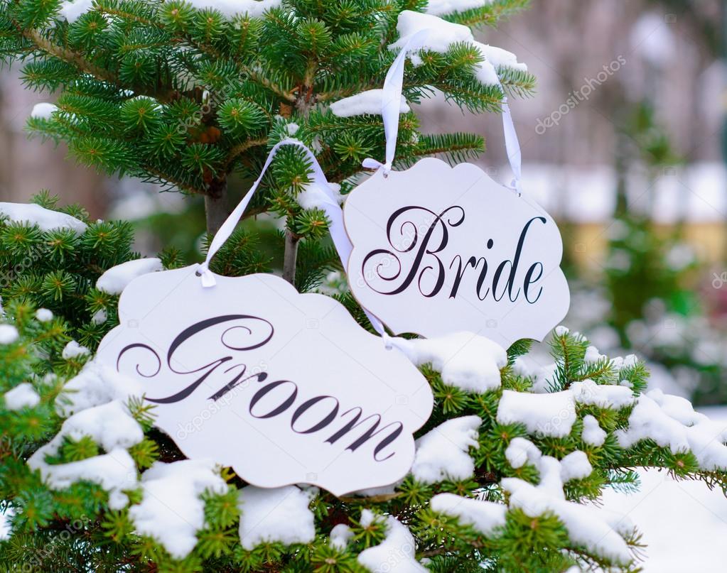 Bride and groom decoration boards — Stock Photo © zoiakostina 22274445