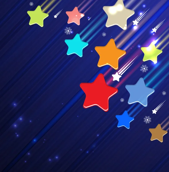 Spadające gwiazdy świt na ciemny niebieski niebo — Wektor stockowy