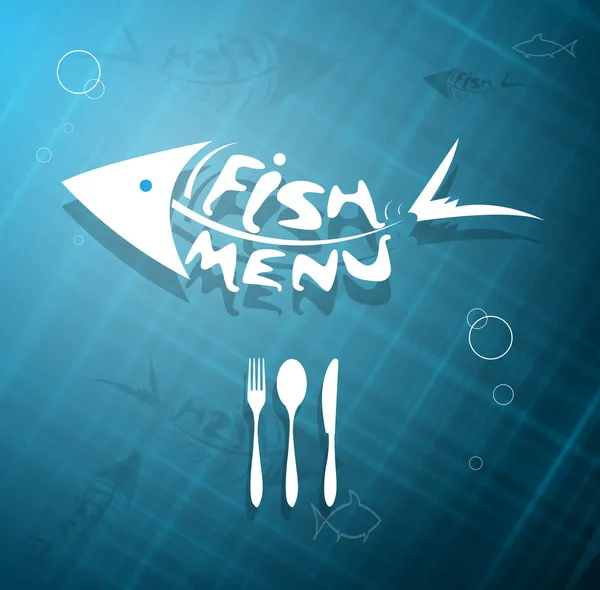 Menú de pescado escamado estilizado abstracto para restaurante — Vector de stock