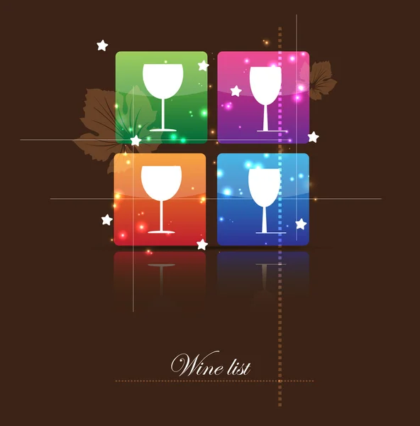 Abstract wine list for restaurant menu with glass icon — Stock Vector