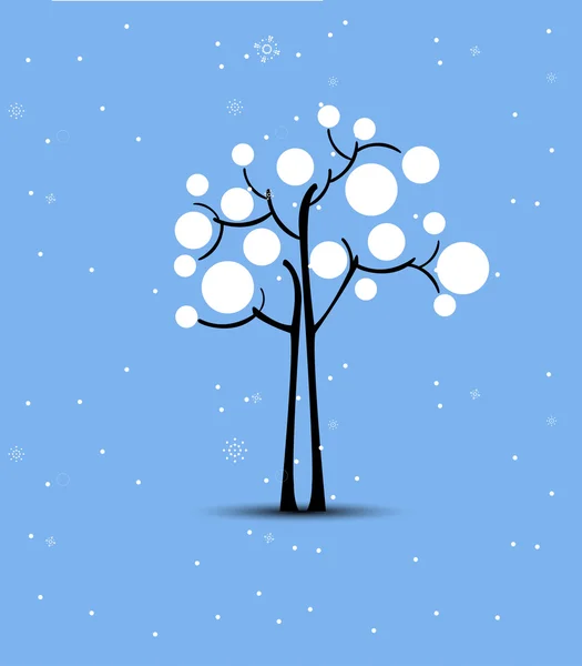 Arbre stylisé abstrait futuriste de Noël avec neige — Image vectorielle