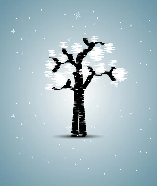 Αφηρημένη φουτουριστικό στυλιζαρισμένη δέντρο με το φύλλωμα λευκό — Διανυσματικό Αρχείο