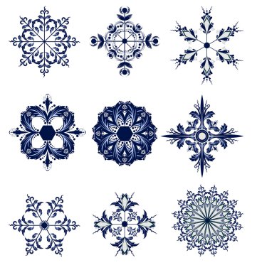 Mavi kar taneleri Icon Koleksiyonu kümesi