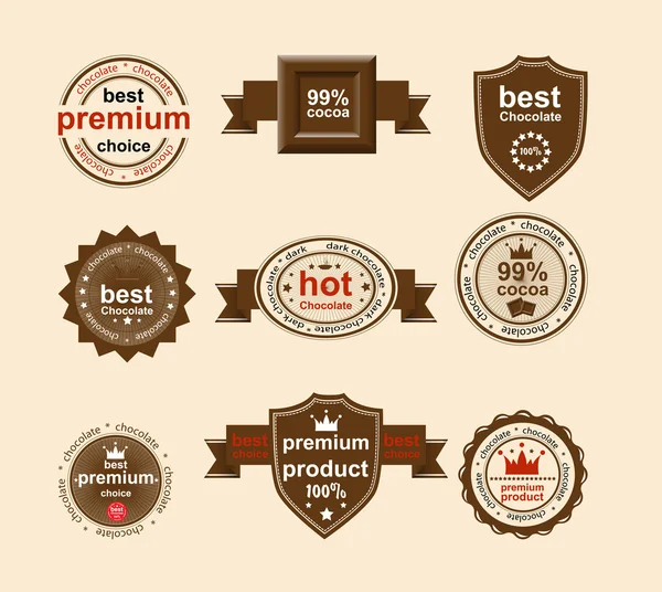 Set van vintage en moderne chocolade labels voor restaurant en tr — Stockvector