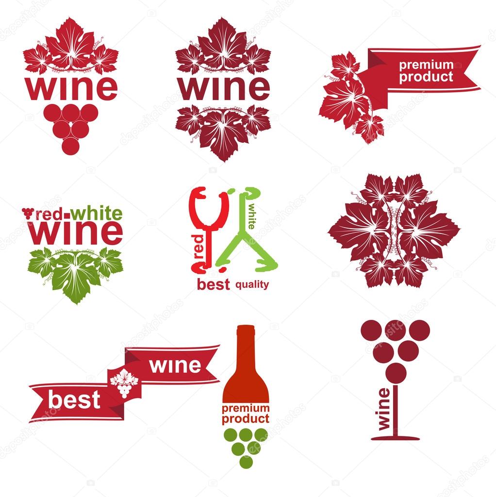 Set of vintage and modern wine elements labels for restaurant an