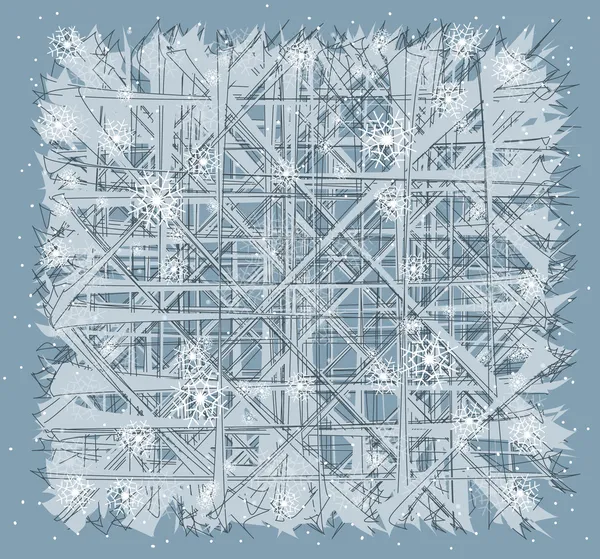 Зимний фон из замерзшего стекла — стоковый вектор