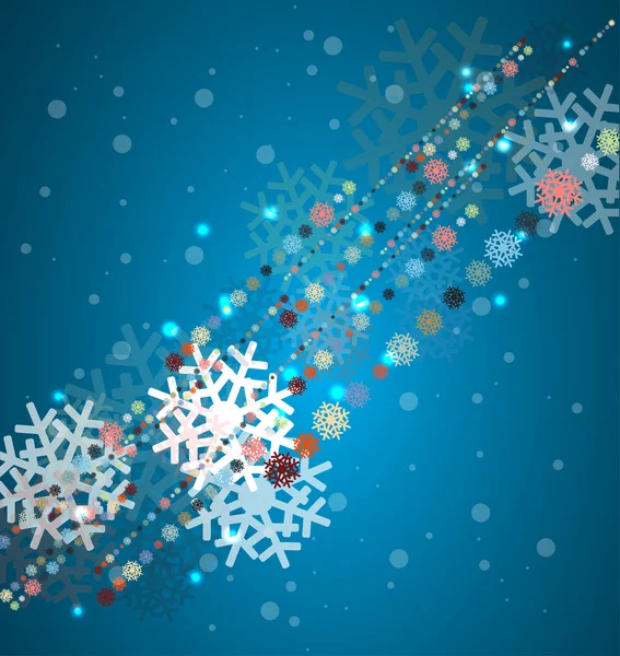 Christmas winter background with beautiful color various snowfla — Stock Vector