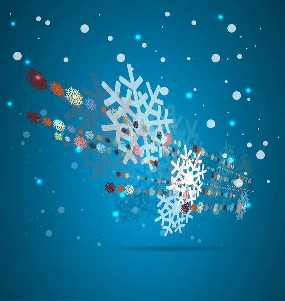 Christmas winter background with beautiful color various snowfla — Stock Vector