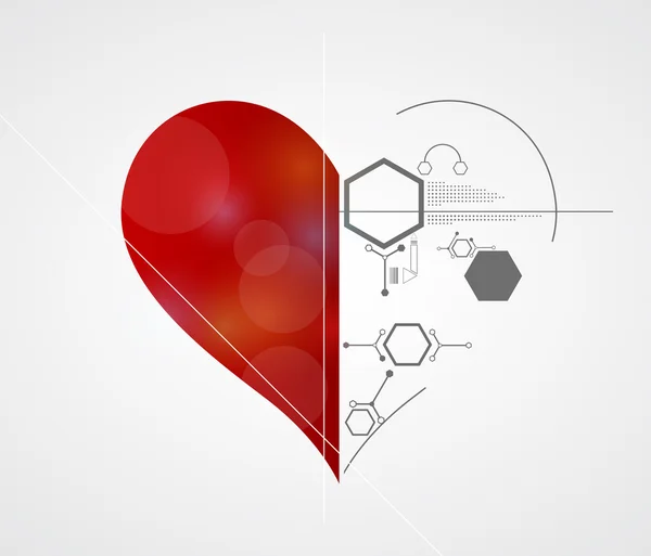 Tecnología abstracta Fondo de amor con corazón. Me gusta technolog — Archivo Imágenes Vectoriales