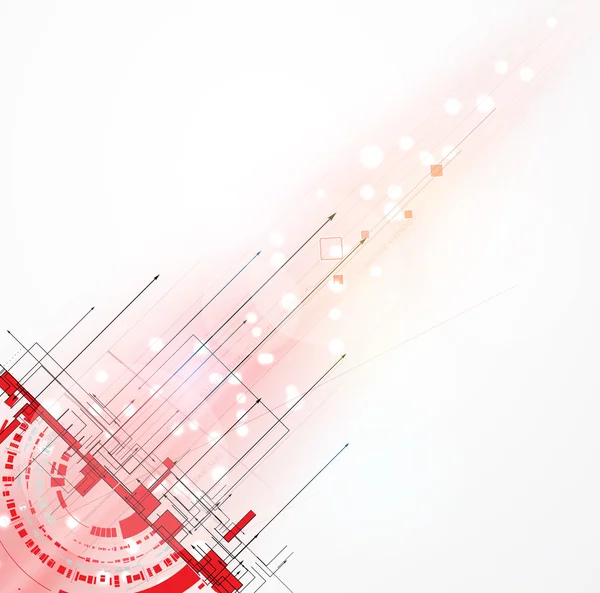 Resumen de rayos rojos Tecnología circuito fondo vector illustrati — Vector de stock