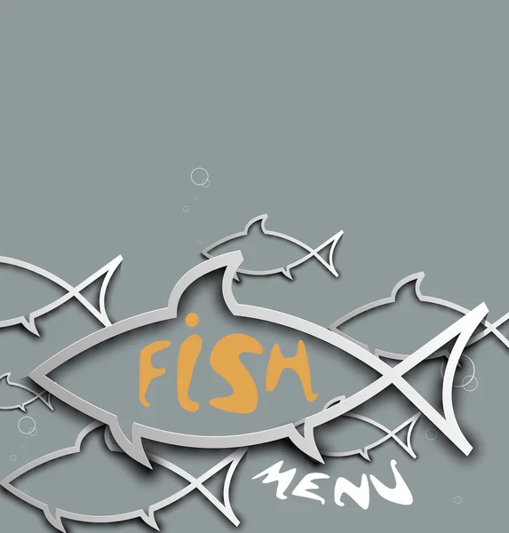 Menú de pescado estilizado abstracto para restaurante — Vector de stock