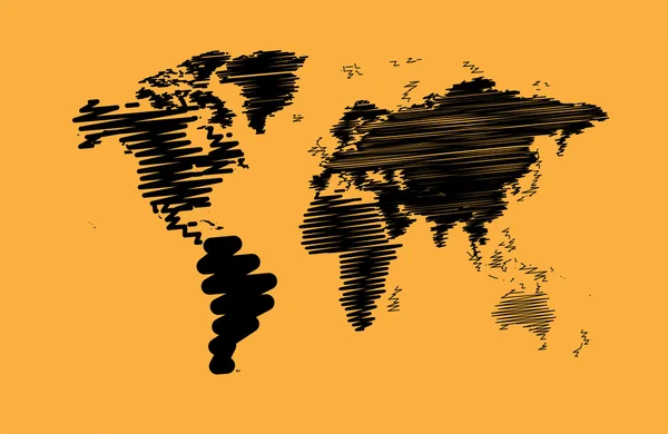 Μαύρο εκκολαφθεί παγκόσμιο χάρτη — Διανυσματικό Αρχείο