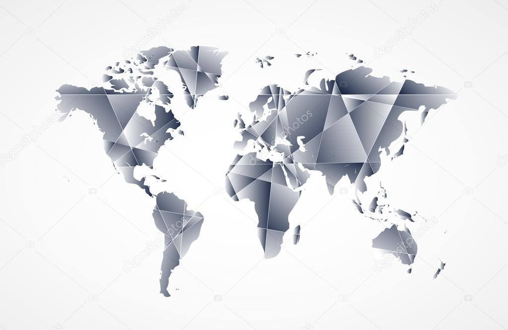 World map background in origami style.