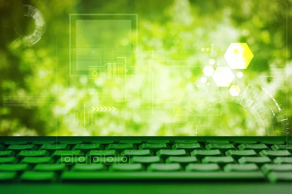 キーボードで抽象的な緑環境技術ビジネス コンセプト — ストック写真