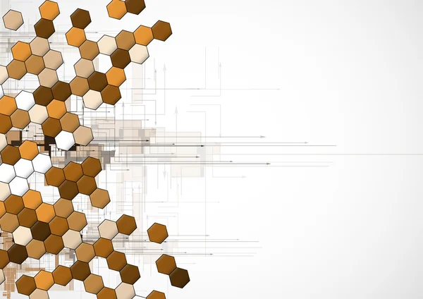 Abstrait brun point hexagone entreprise et technologie fond — Image vectorielle