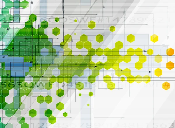 Astratto colore esagonale tecnologia e informazioni di sfondo — Vettoriale Stock