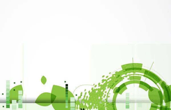 绿色生态带六角头和叶 web 技术横幅 — 图库矢量图片
