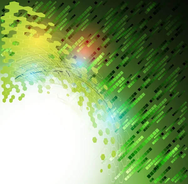抽象的な緑色のエコロジー六角 web 技術の背景 — ストックベクタ