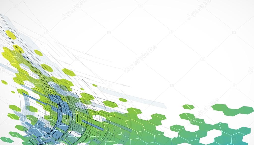 abstract green technology hexagon background