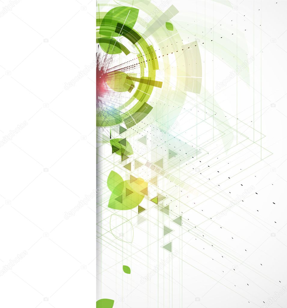 abstract green triangle ecology business and technology backgrou