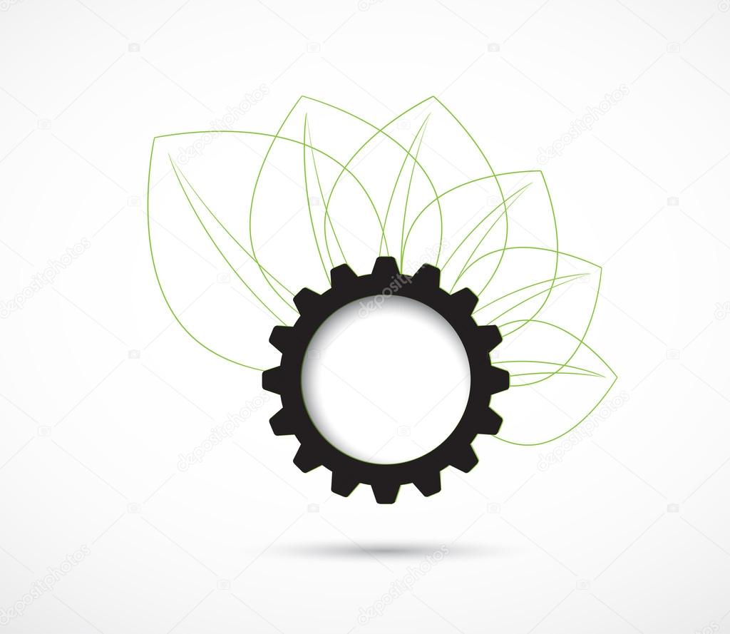 abstract black gear with leaf ecology business and technology co
