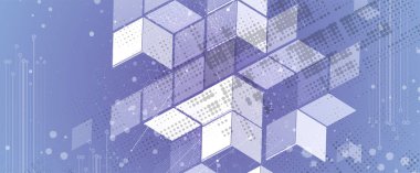 Kuantum işleme. Derin öğrenme yapay zekası. İşletme veya bilim sunumu için gelecekteki yeni teknoloji. Vektör arkaplanı