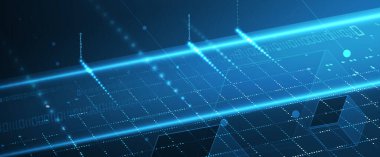 Kuantum işleme. Derin öğrenme yapay zekası. İşletme veya bilim sunumu için gelecekteki yeni teknoloji. Vektör arkaplanı