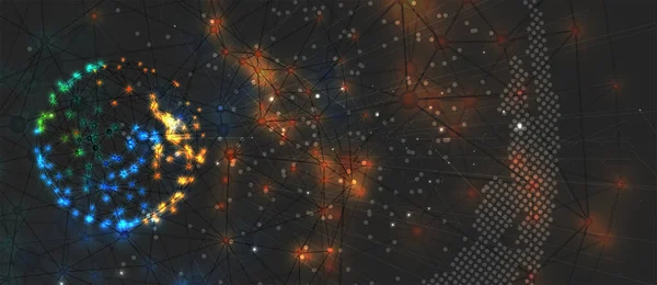 Concept Réseau Neuronal Cellules Connectées Avec Des Liens Processus Haute — Image vectorielle