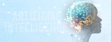 Yapay zeka kavramsal teknoloji Illustration. Fütüristik arka plan