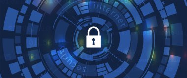 İş geçmişi için internet dijital siber güvenlik teknolojisi kavramı. Yaban domuzunu kilitle.