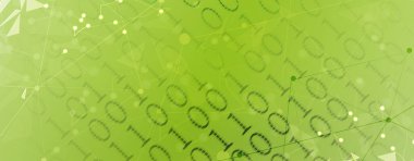 Ağ üzerinden çalıştırılan ikili kod baytları. Soyut fütüristik siber uzay. Modern Teknoloji geçmişi