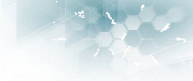 Soyut altıgen arkaplan. Teknoloji çocuk felci tasarımı. Dijital gelecekçi minimalizm. Vektör