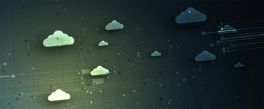modern bulut teknolojisi. Entegre dijital web konsepti arka planı