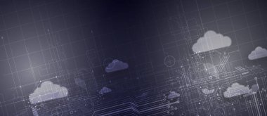 modern bulut teknolojisi. Entegre dijital web konsepti arka planı