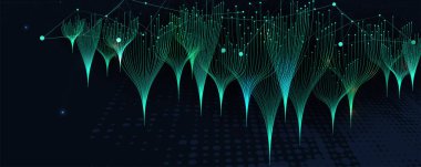 Neural ağ kavramı. Hücreleri bağlantıları ile bağlı. Yüksek teknoloji işlemi. Fütüristik arka plan