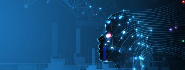 Yapay zeka kavramsal teknoloji Illustration. Fütüristik arka plan