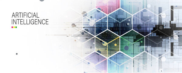 Conceptual technology illustration of artificial intelligence. Abstract futuristic background