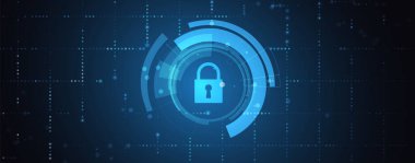 İş geçmişi için internet dijital siber güvenlik teknolojisi kavramı. Yaban domuzunu kilitle.