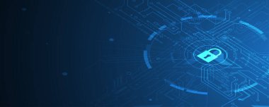 İş geçmişi için internet dijital siber güvenlik teknolojisi kavramı. Yaban domuzunu kilitle.