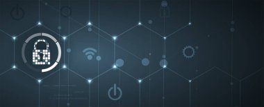 İş geçmişi için internet dijital siber güvenlik teknolojisi kavramı. Yaban domuzunu kilitle.