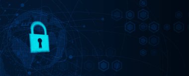 İş geçmişi için internet dijital siber güvenlik teknolojisi kavramı. Yaban domuzunu kilitle.