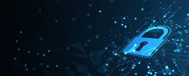 İş geçmişi için internet dijital siber güvenlik teknolojisi kavramı. Yaban domuzunu kilitle.