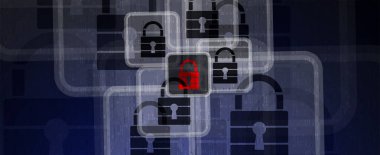 İş geçmişi için internet dijital siber güvenlik teknolojisi kavramı. Yaban domuzunu kilitle.